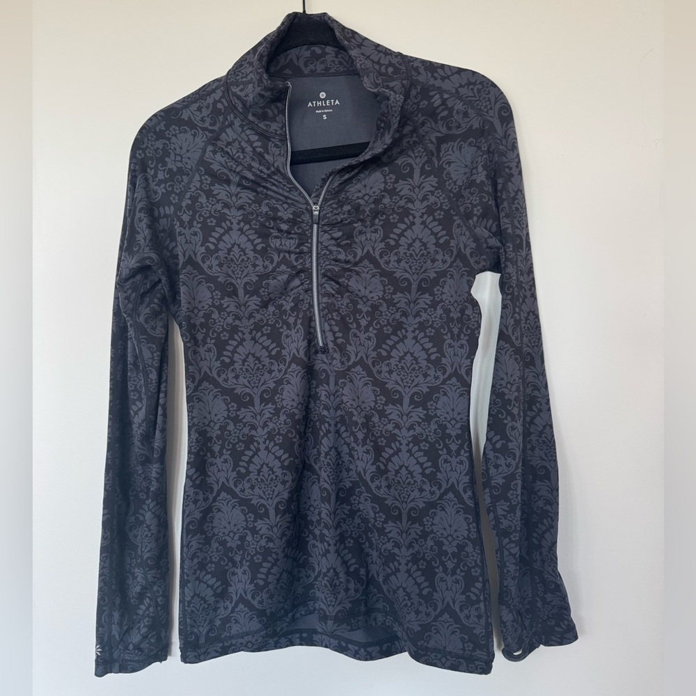 Athleta Gray Tapestry Print 1/2 Zip Size S